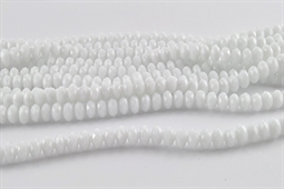 6x4 mm Glasperler, hvide, facet 1/1 streng